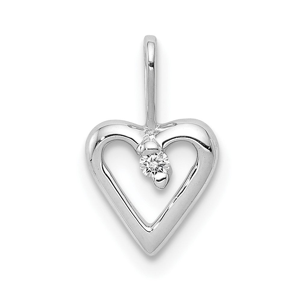 Image of ID 1 14k White Gold 02ct Real Diamond Heart Pendant