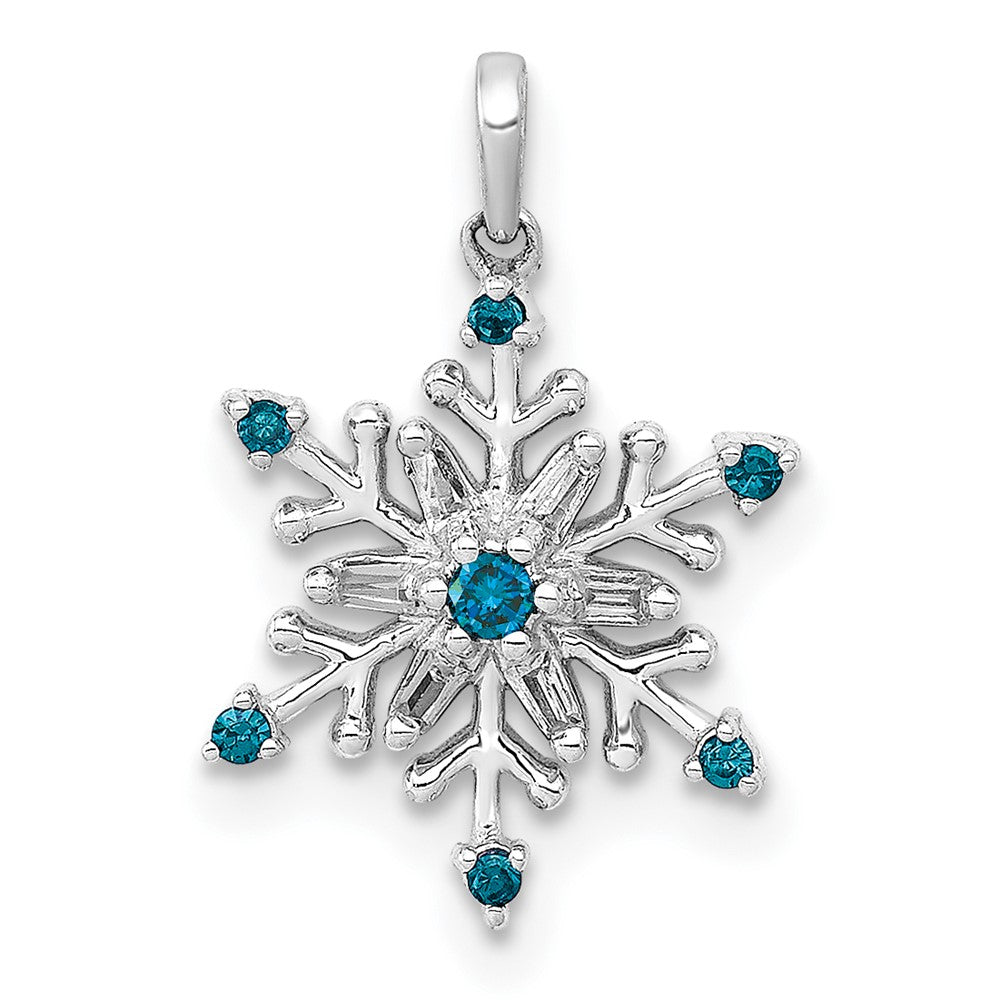 Image of ID 1 14k White Gold 1/10ct Blue and White Real Diamond Snowflake Pendant