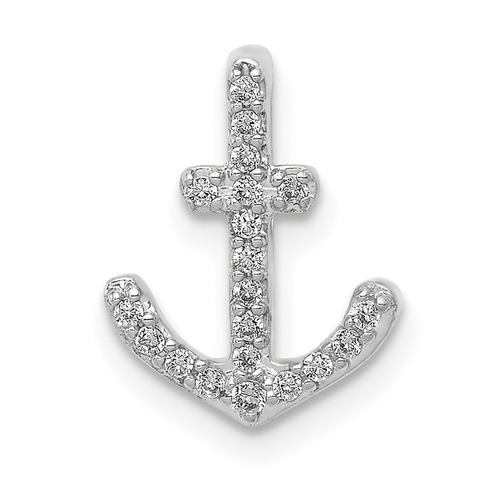 Image of ID 1 14k White Gold 1/10ct Real Diamond Anchor Chain Slide
