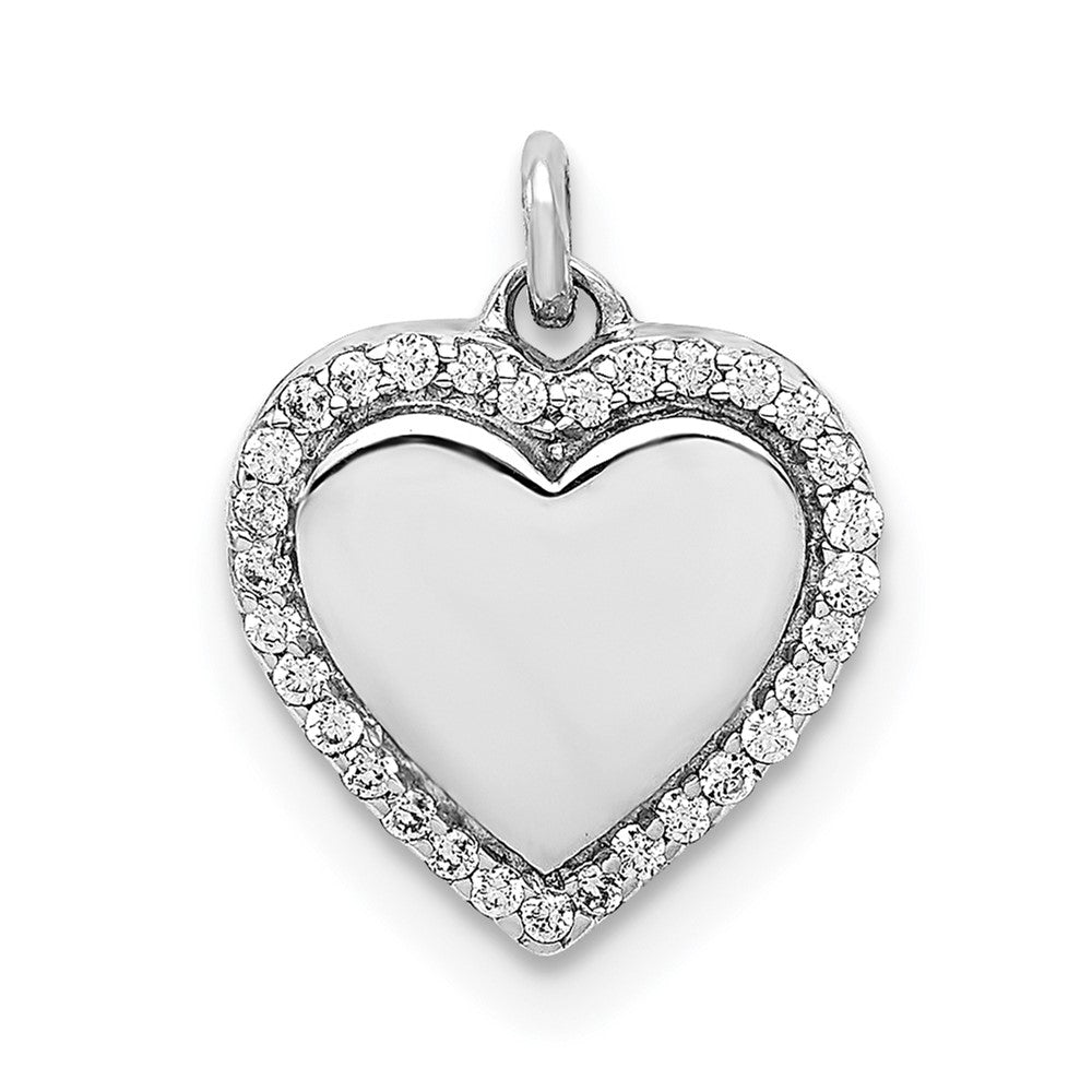 Image of ID 1 14k White Gold 1/10ct Real Diamond Fancy Polished Heart Pendant