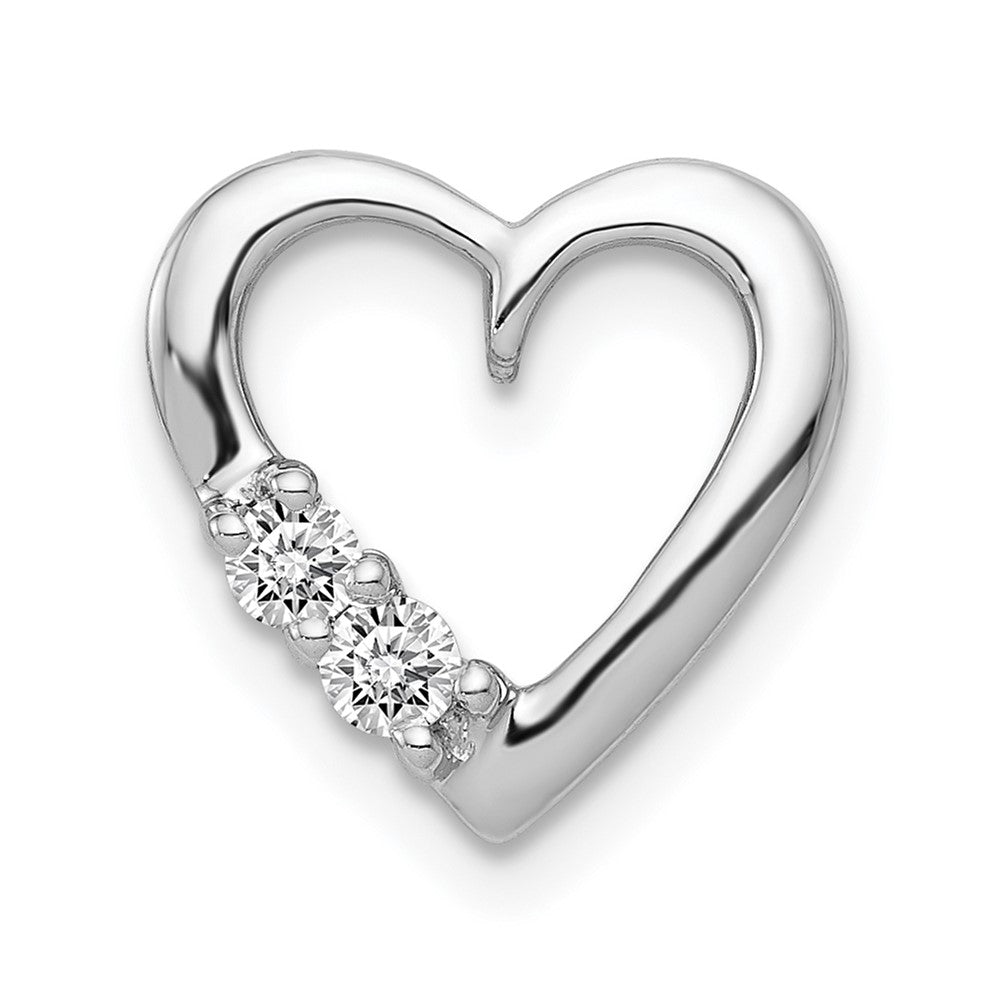 Image of ID 1 14k White Gold 1/10ct Real Diamond Heart Chain Slide