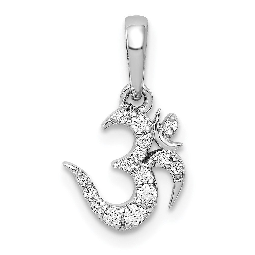 Image of ID 1 14k White Gold 1/10ct Real Diamond Om Symbol Pendant