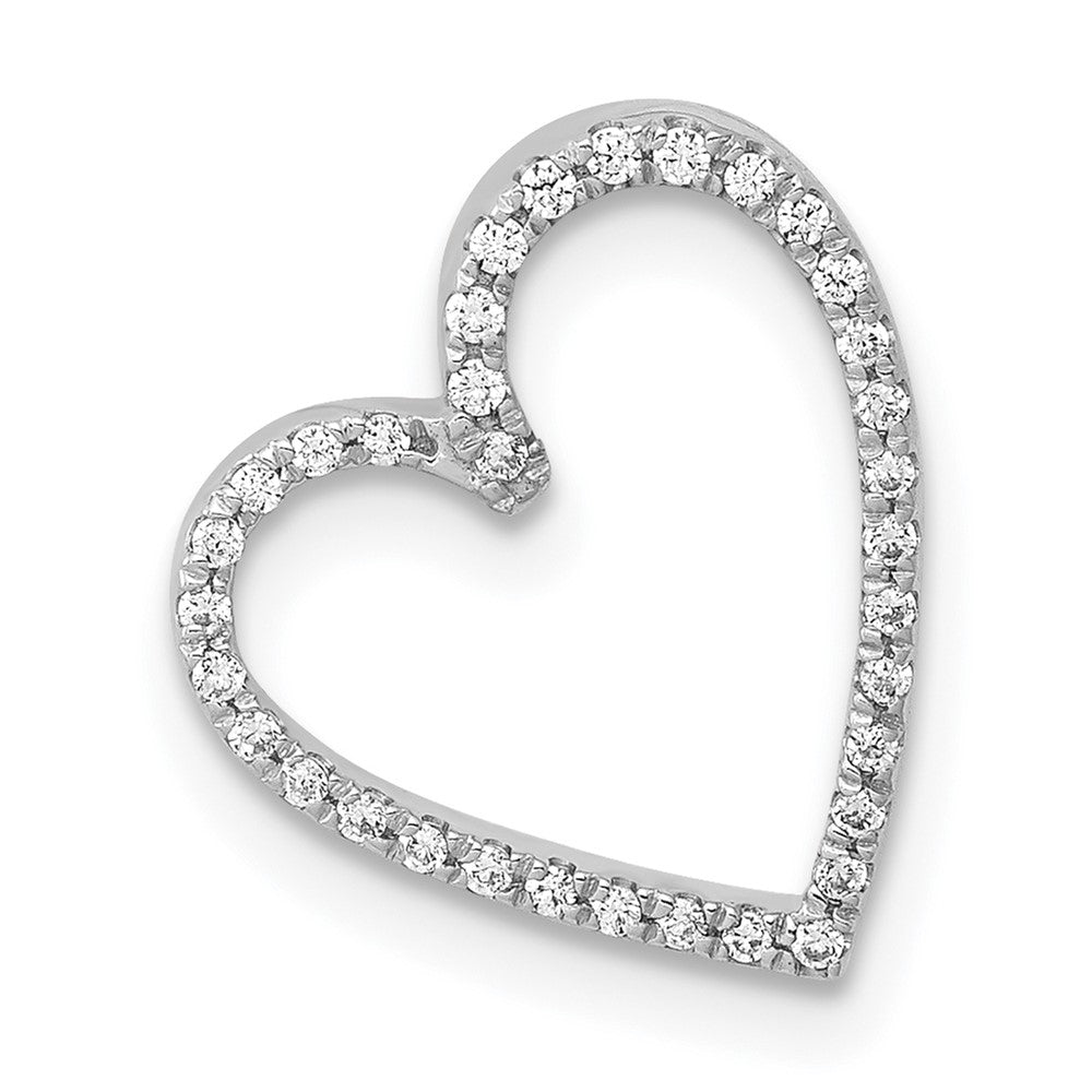 Image of ID 1 14k White Gold 1/10ct Real Diamond Vintage Heart Chain Slide