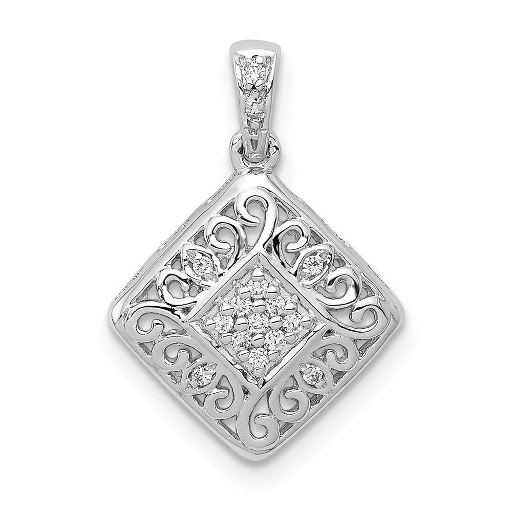 Image of ID 1 14k White Gold 1/15ct Real Diamond Fancy Pendant