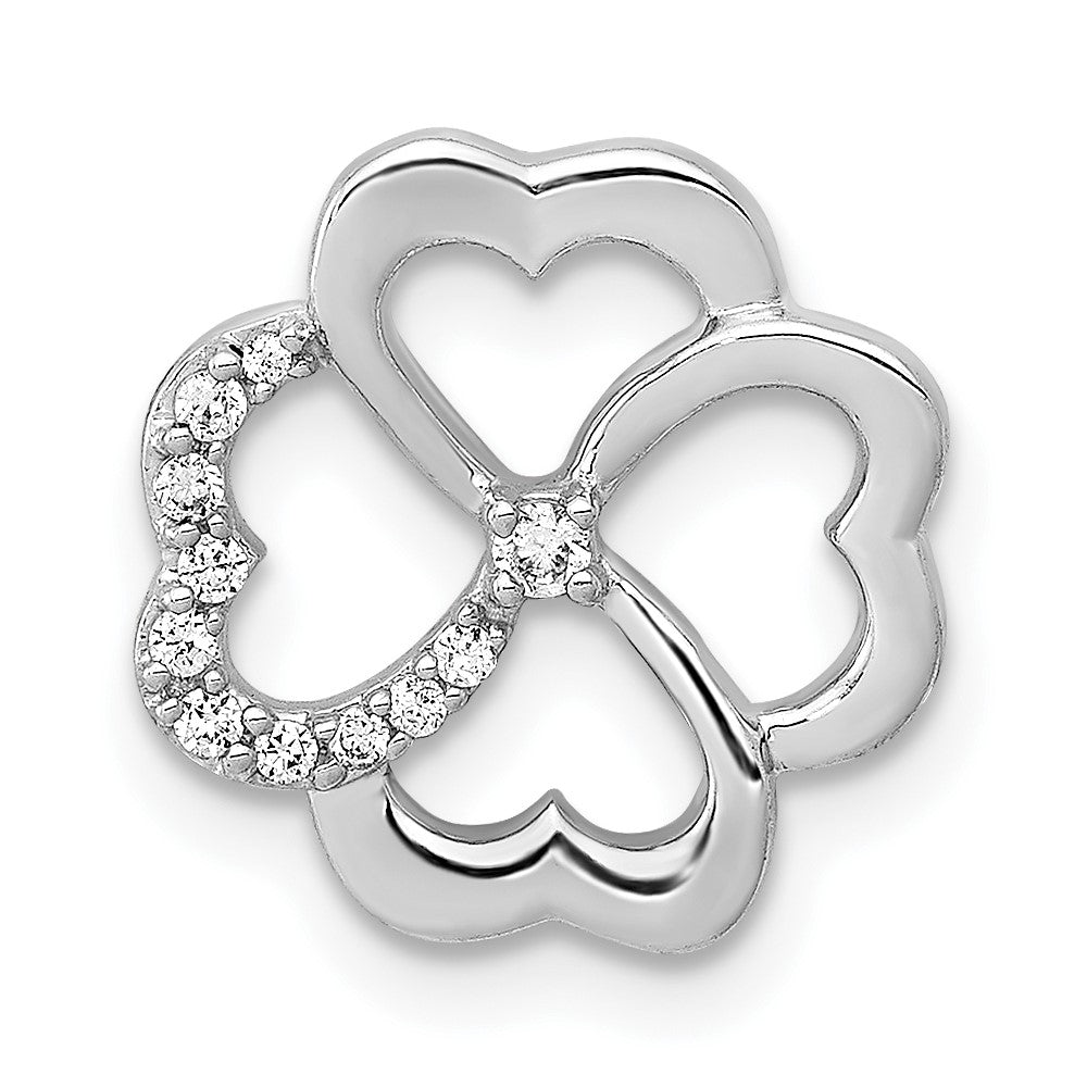 Image of ID 1 14k White Gold 1/15ct Real Diamond Four Leaf Clover Chain Slide