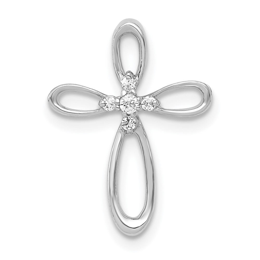 Image of ID 1 14k White Gold 1/20ct Real Diamond Cross Chain Slide