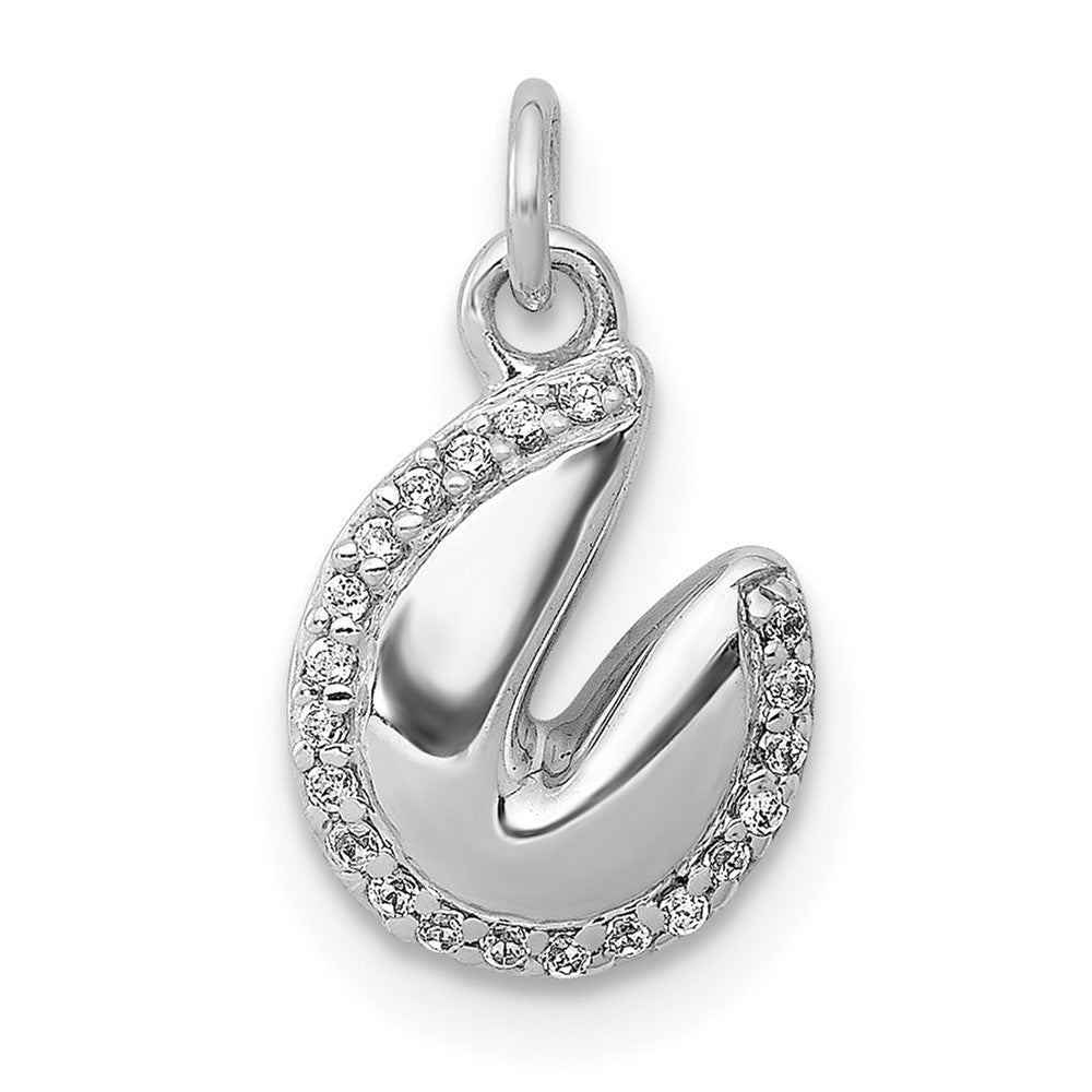 Image of ID 1 14k White Gold 1/20ct Real Diamond Fortune Cookie Pendant