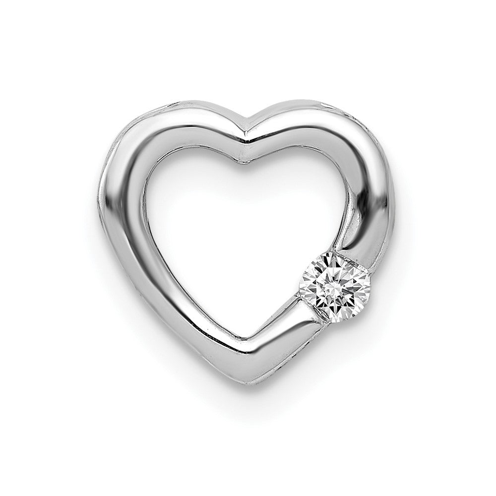 Image of ID 1 14k White Gold 1/20ct Real Diamond Heart Chain Slide