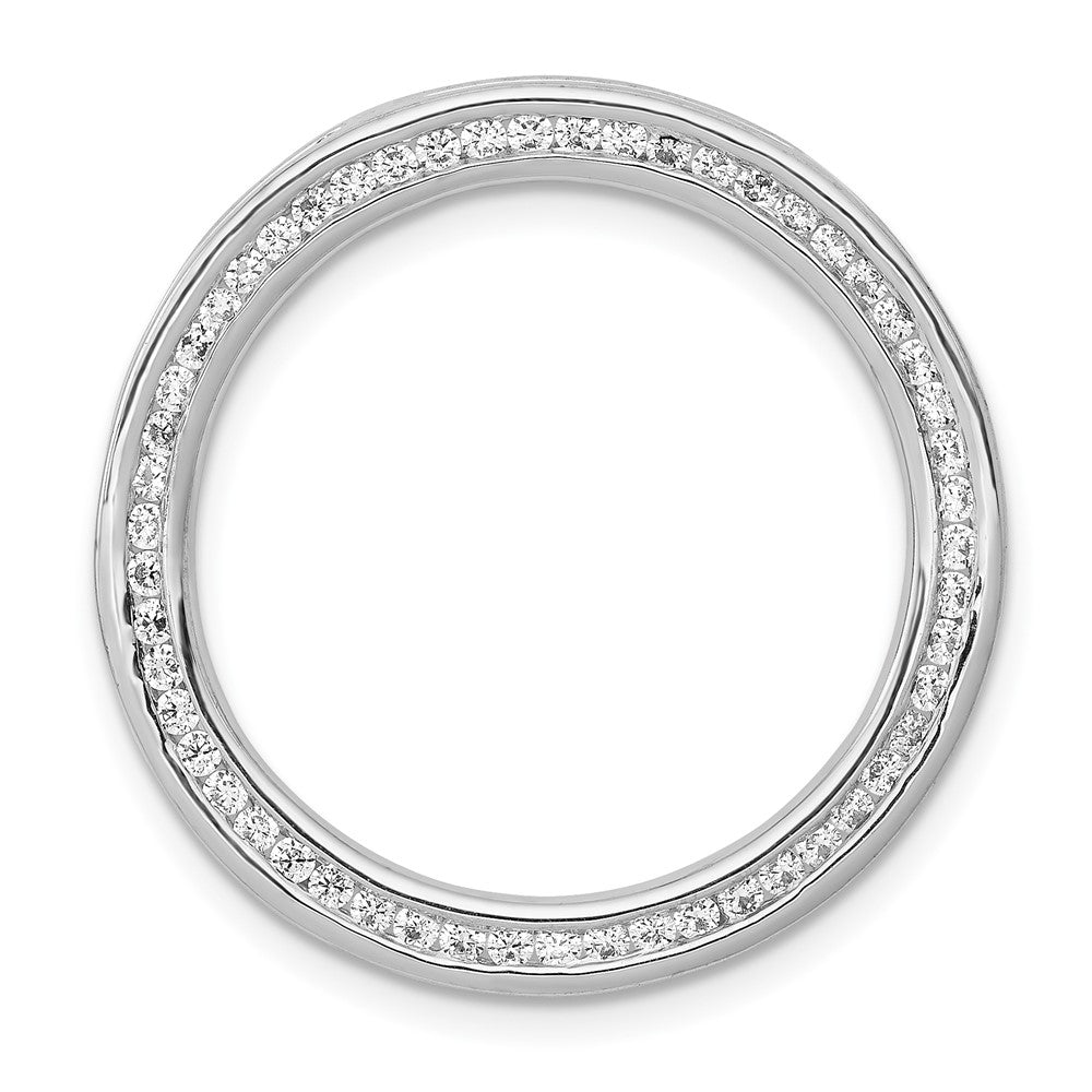 Image of ID 1 14k White Gold 1/2ct Real Diamond Channel Set Large Circle Chain Slide