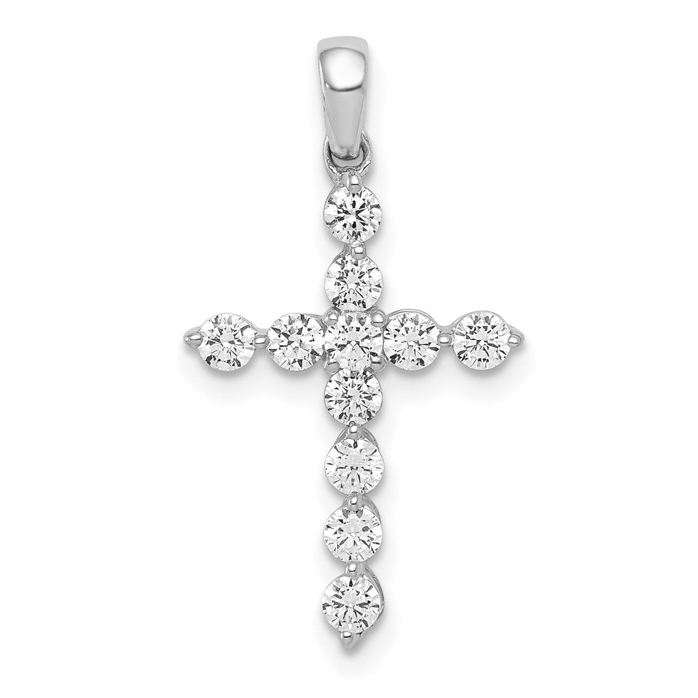 Image of ID 1 14k White Gold 1/2ct Real Diamond Cross Pendant