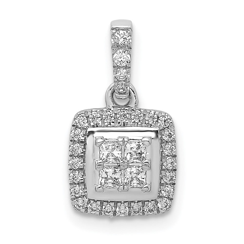 Image of ID 1 14k White Gold 1/3ct Real Diamond Square Cluster Pendant