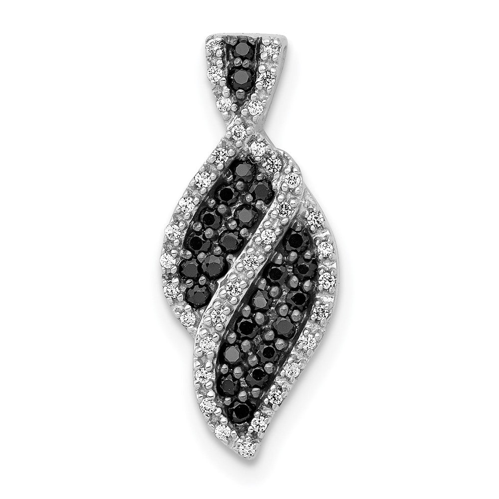 Image of ID 1 14k White Gold 1/3ct White and Black Real Diamond Fancy Curve Chain Slide