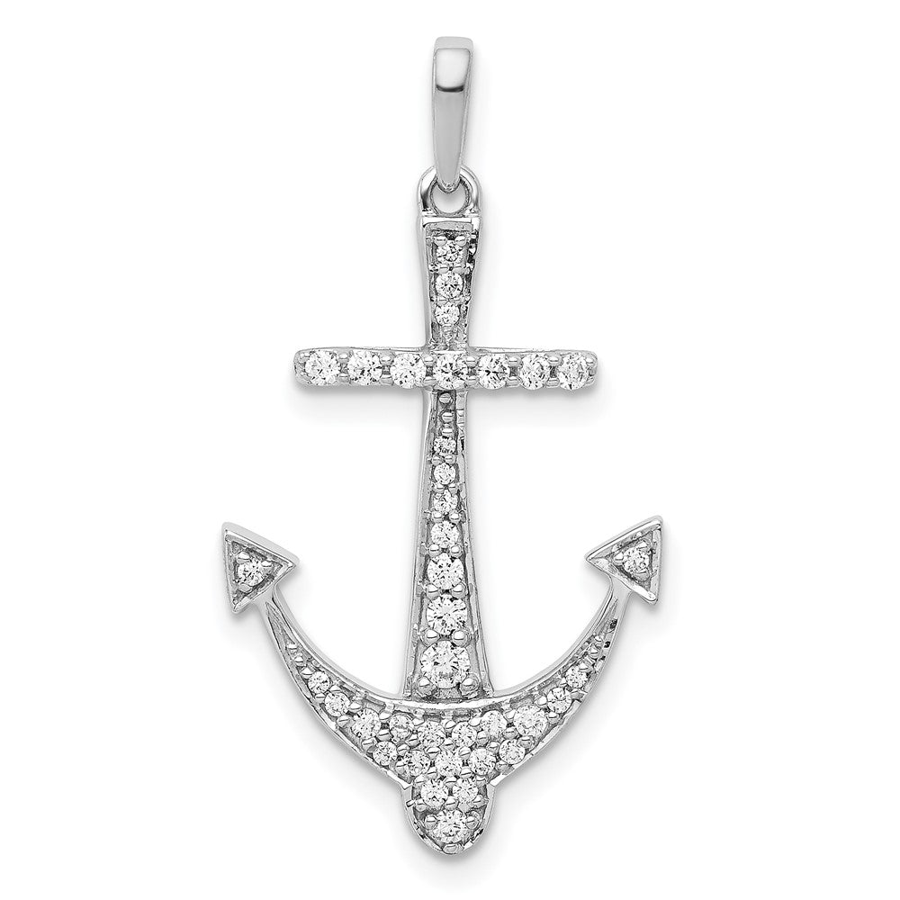 Image of ID 1 14k White Gold 1/4ct Real Diamond Anchor Pendant