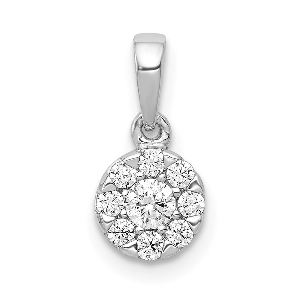 Image of ID 1 14k White Gold 1/4ct Real Diamond Circle Cluster Pendant