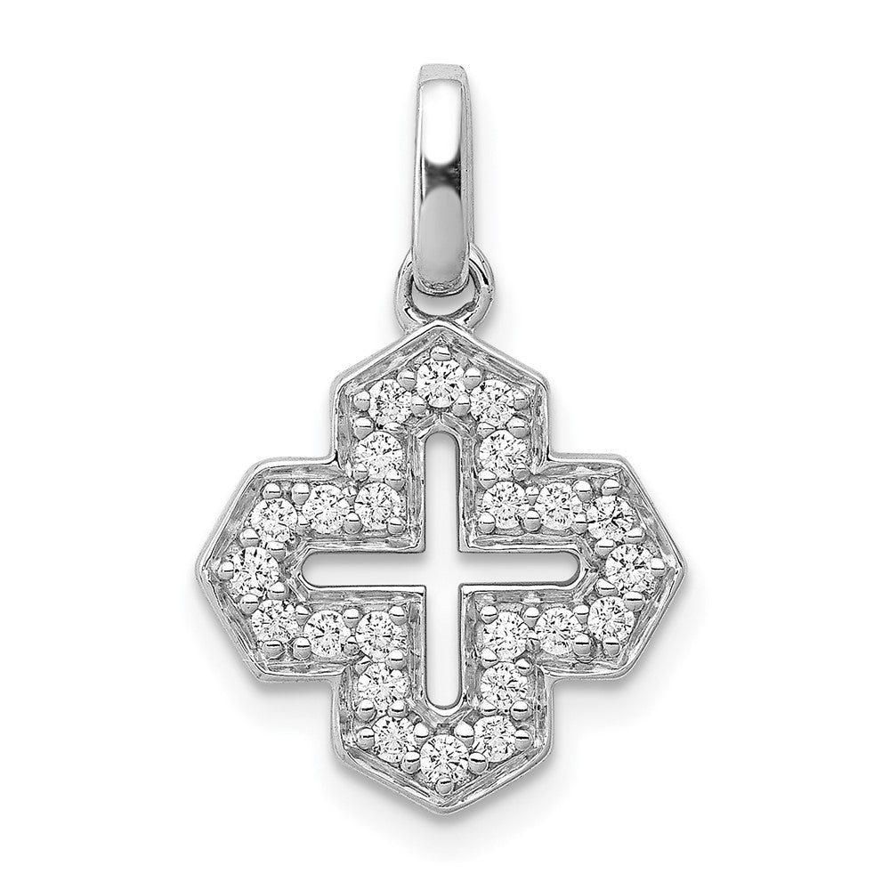 Image of ID 1 14k White Gold 1/4ct Real Diamond Fancy Cross Pendant