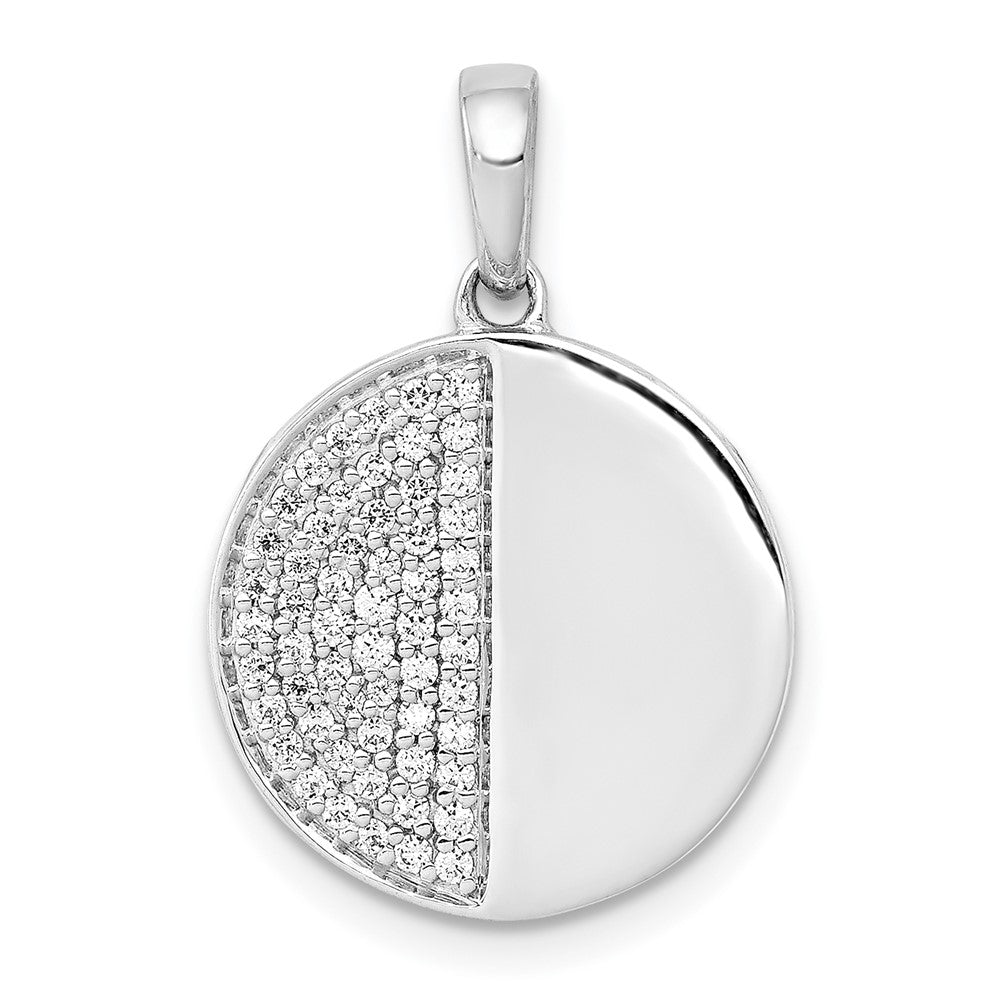 Image of ID 1 14k White Gold 1/4ct Real Diamond Fancy Half and Half Circle Pendant