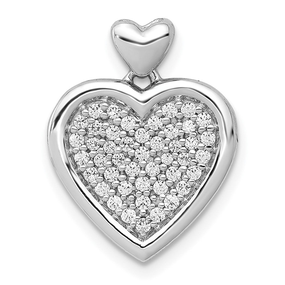 Image of ID 1 14k White Gold 1/4ct Real Diamond Fancy Heart w/ Heart Bail Pendant