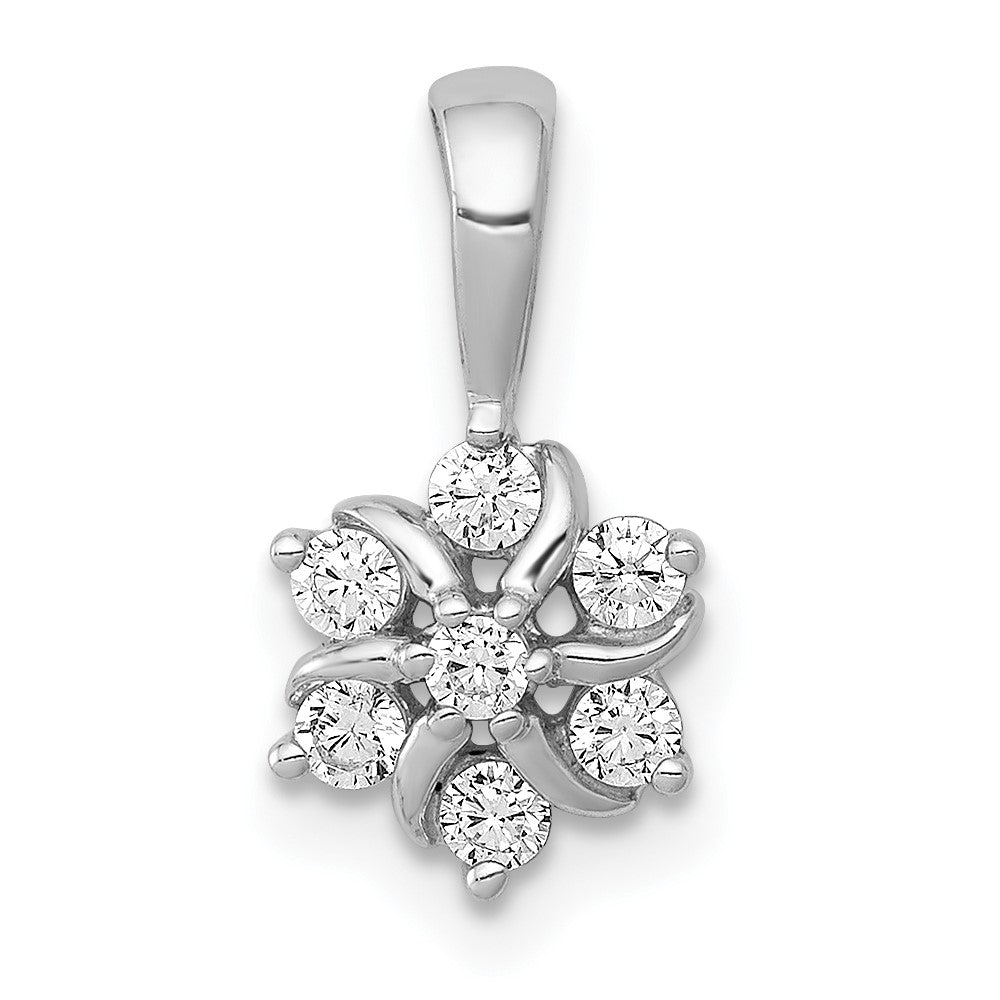 Image of ID 1 14k White Gold 1/4ct Real Diamond Flower Pendant