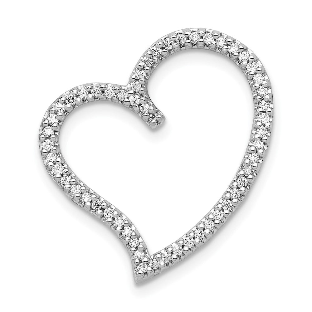 Image of ID 1 14k White Gold 1/4ct Real Diamond Heart Chain Slide