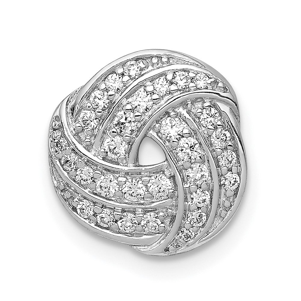 Image of ID 1 14k White Gold 1/4ct Real Diamond Love Knot Chain Slide