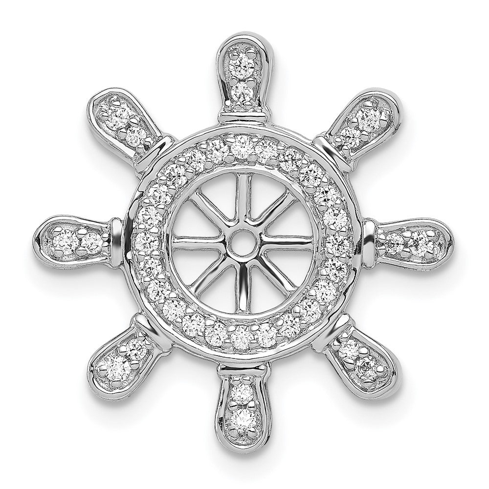 Image of ID 1 14k White Gold 1/4ct Real Diamond Ship Wheel Pendant