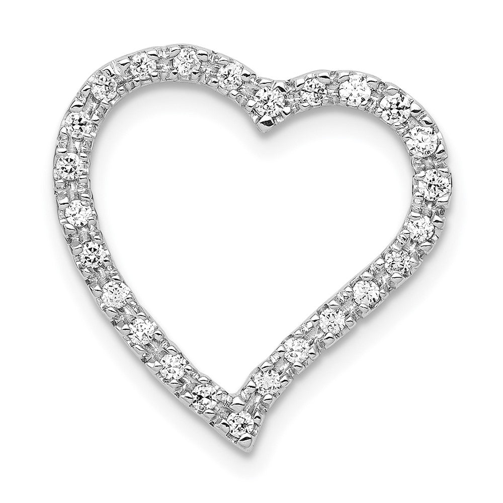 Image of ID 1 14k White Gold 1/5ct Real Diamond Curved Heart Chain Slide
