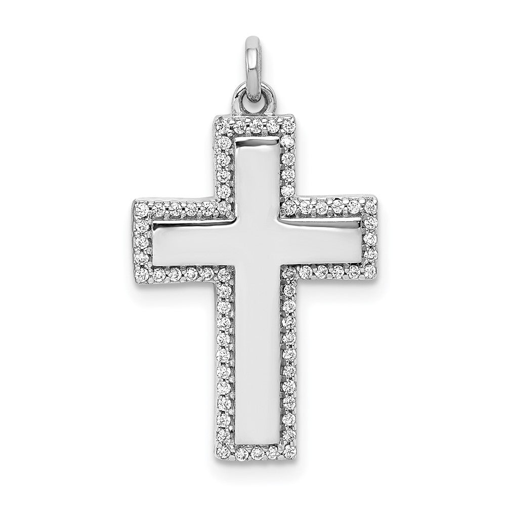 Image of ID 1 14k White Gold 1/5ct Real Diamond Latin Cross Pendant