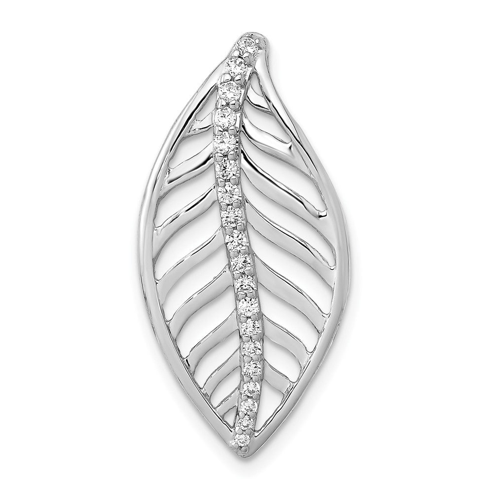 Image of ID 1 14k White Gold 1/5ct Real Diamond Leaf Chain Slide