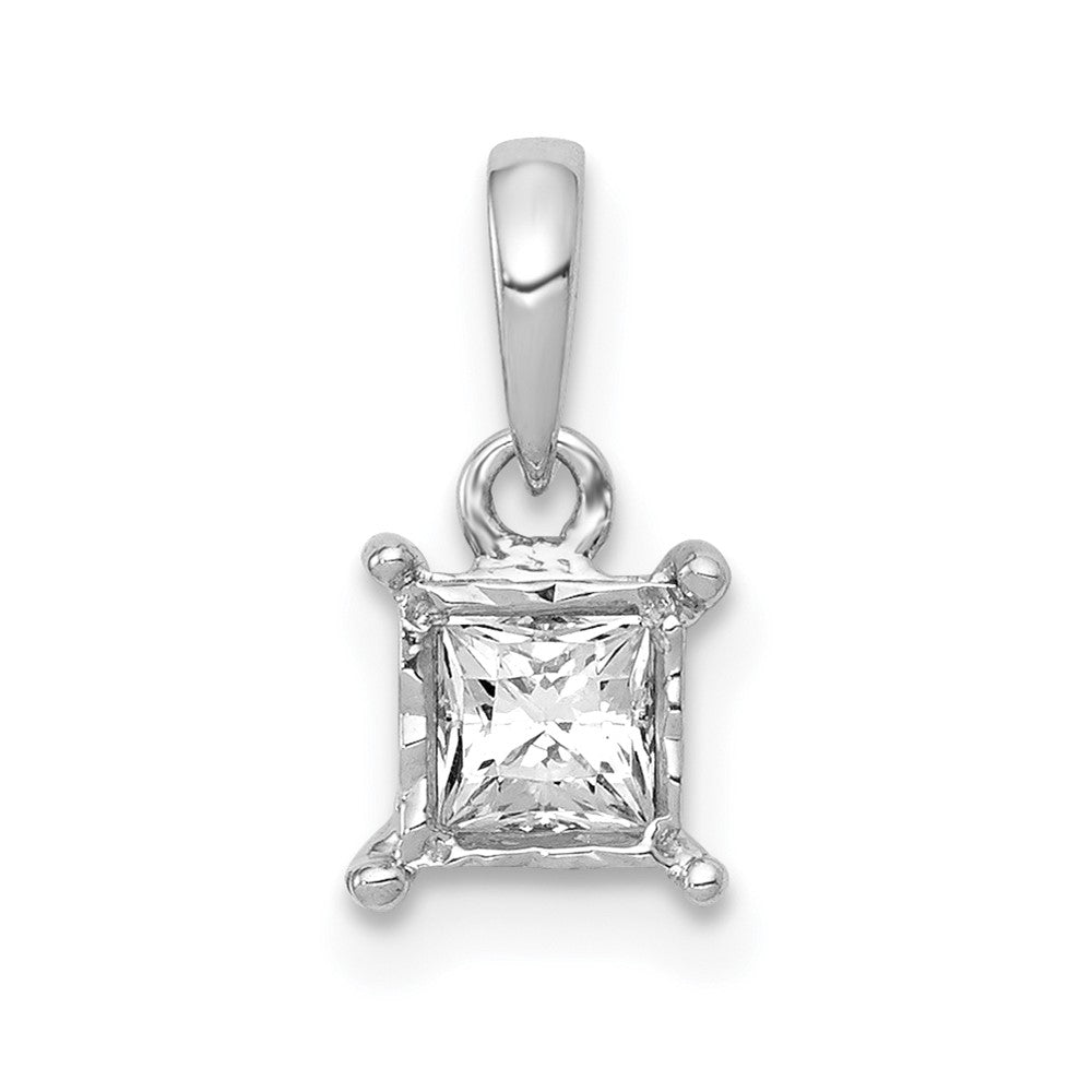 Image of ID 1 14k White Gold 1/5ct Real Diamond Square Pendant