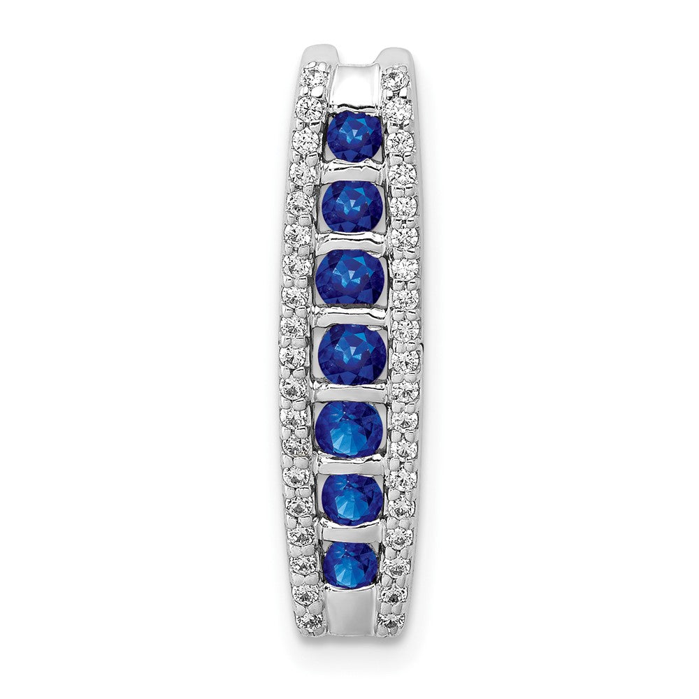 Image of ID 1 14k White Gold 1/5ct Real Diamond and Sapphire Fancy Chain Slide