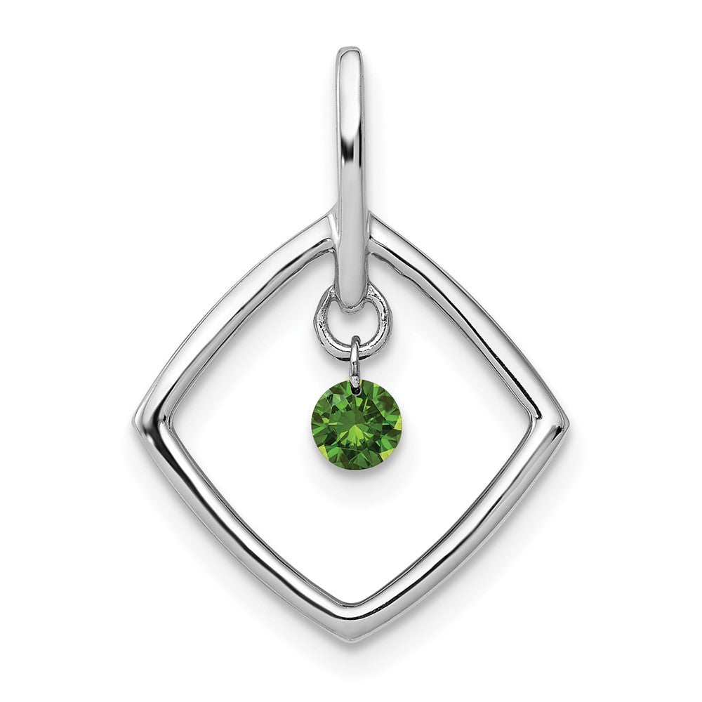 Image of ID 1 14k White Gold 1/6ct Green Real Diamond Dangle Pendant