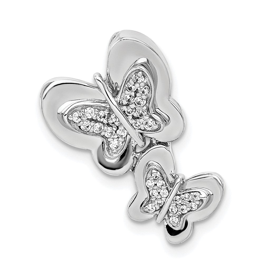 Image of ID 1 14k White Gold 1/6ct Real Diamond Butterfly Chain Slide