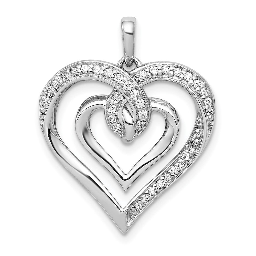 Image of ID 1 14k White Gold 1/6ct Real Diamond Entwined Heart Pendant