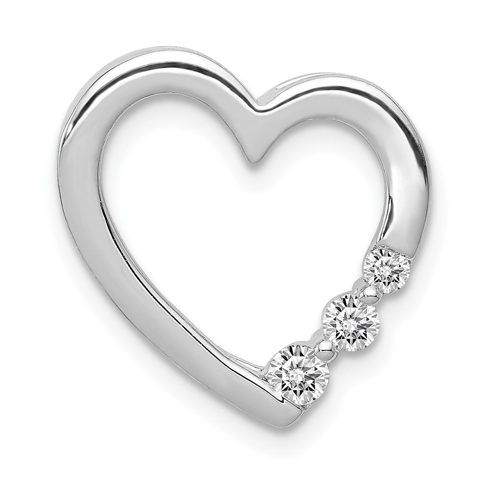 Image of ID 1 14k White Gold 1/6ct Real Diamond Heart Chain Slide