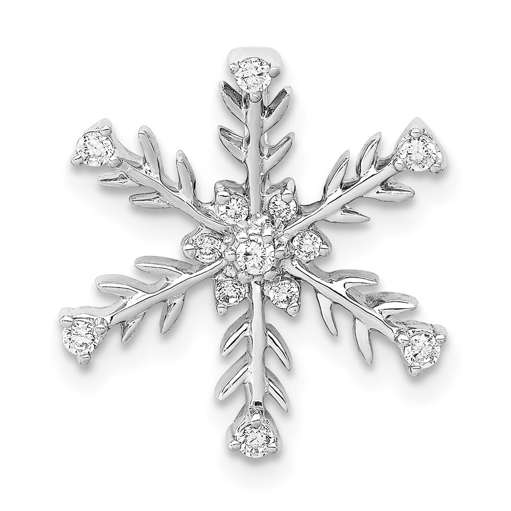 Image of ID 1 14k White Gold 1/6ct Real Diamond Snowflake Chain Slide