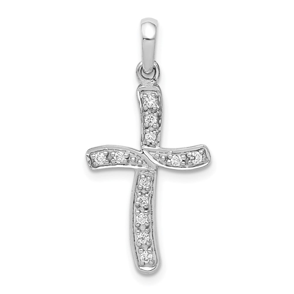 Image of ID 1 14k White Gold 1/8ct Real Diamond Cross Pendant