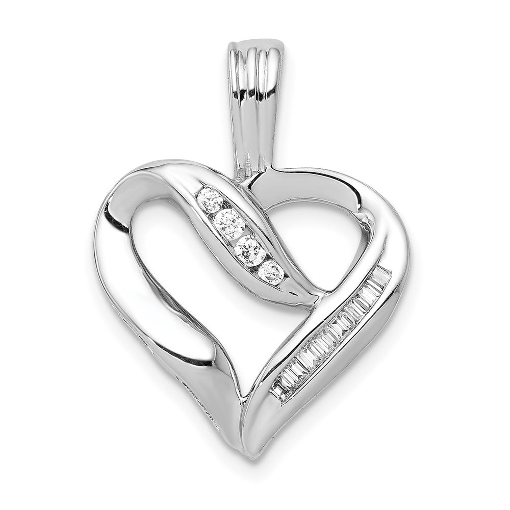 Image of ID 1 14k White Gold 1/8ct Real Diamond Heart Pendant