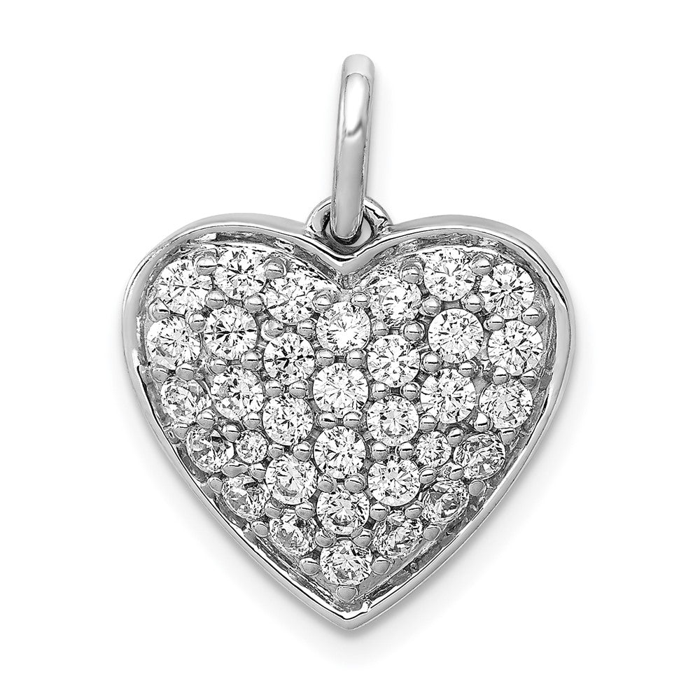 Image of ID 1 14k White Gold 1ct Real Diamond Heart Pendant