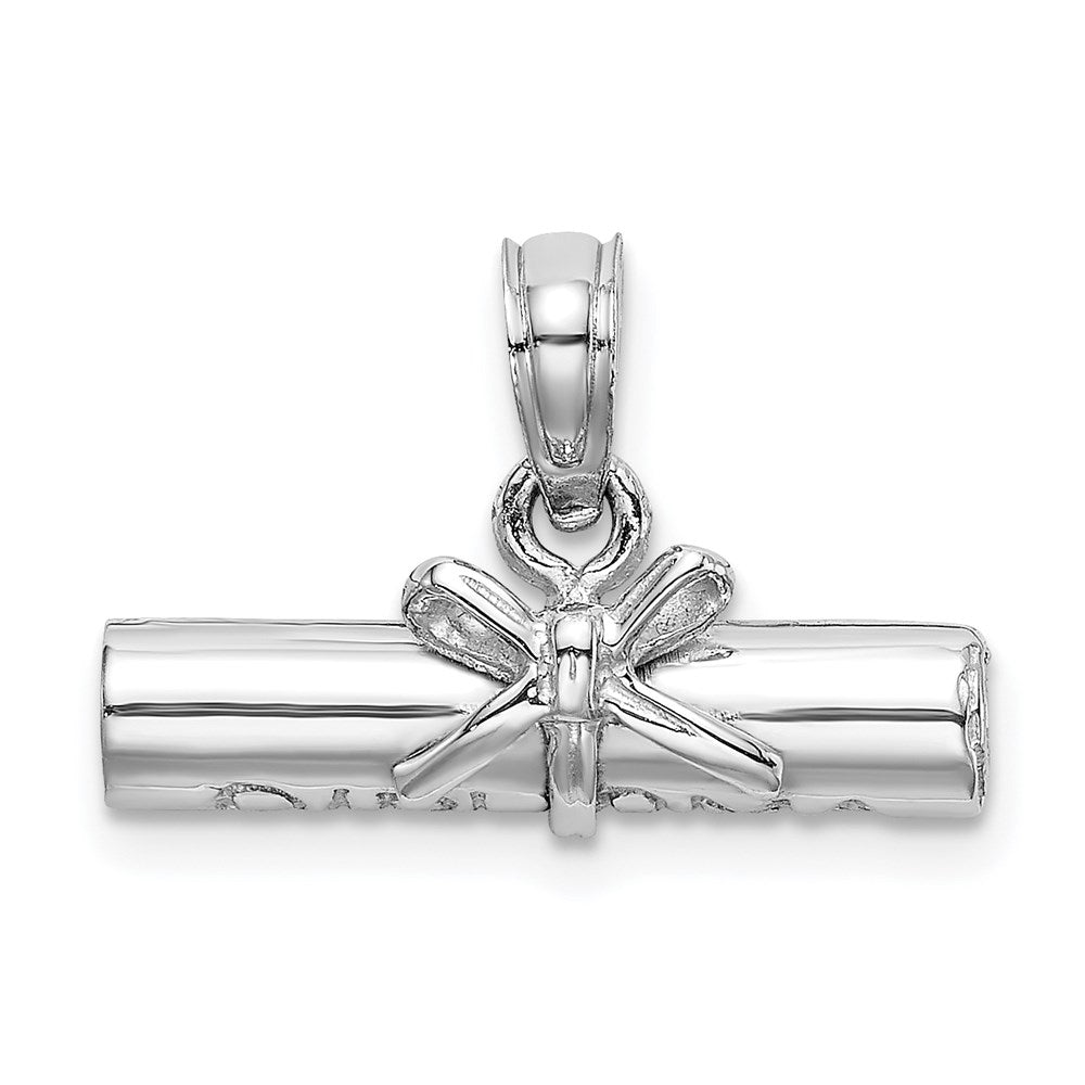 Image of ID 1 14k White Gold 3-D DIPLOMA Rolled Up Charm