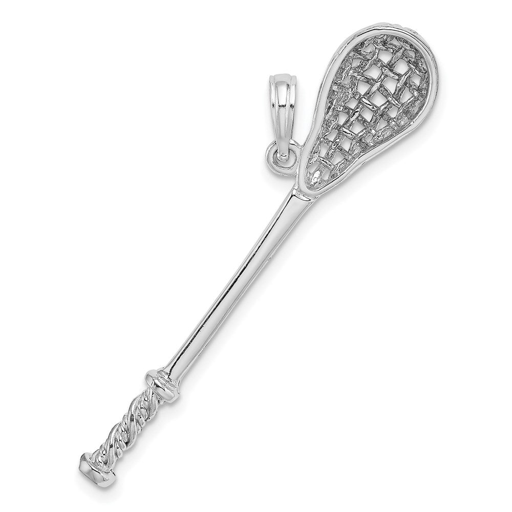 Image of ID 1 14k White Gold 3-D Lacrosse Stick Charm
