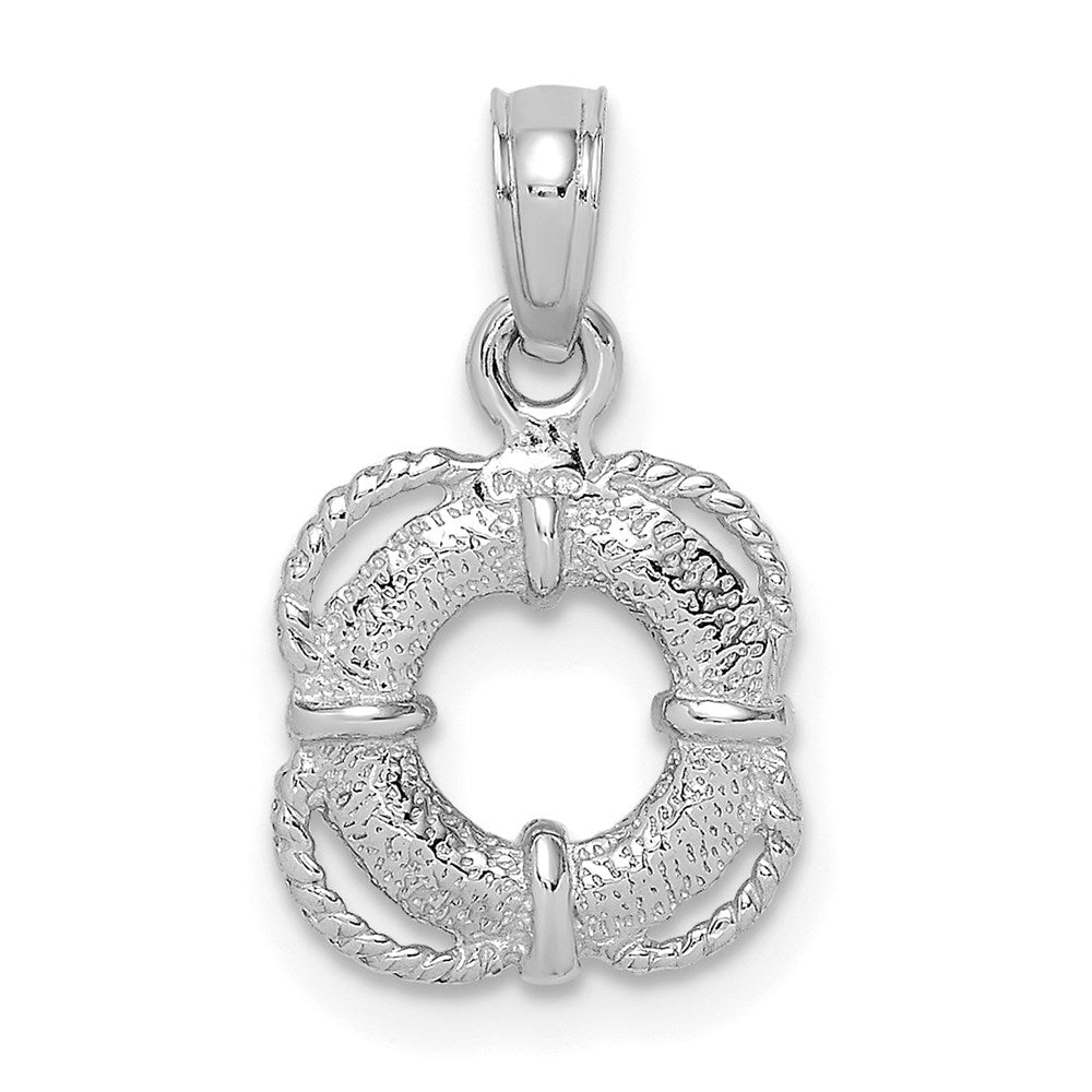 Image of ID 1 14k White Gold 3-D Lifesaver Charm With Rope Trim Charm
