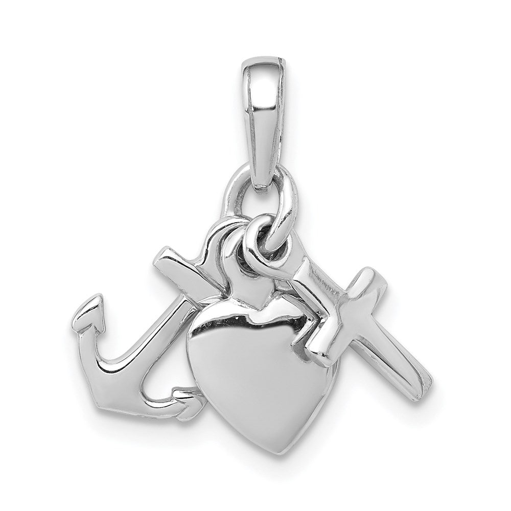 Image of ID 1 14k White Gold 3D Faith Hope and Charity Charm