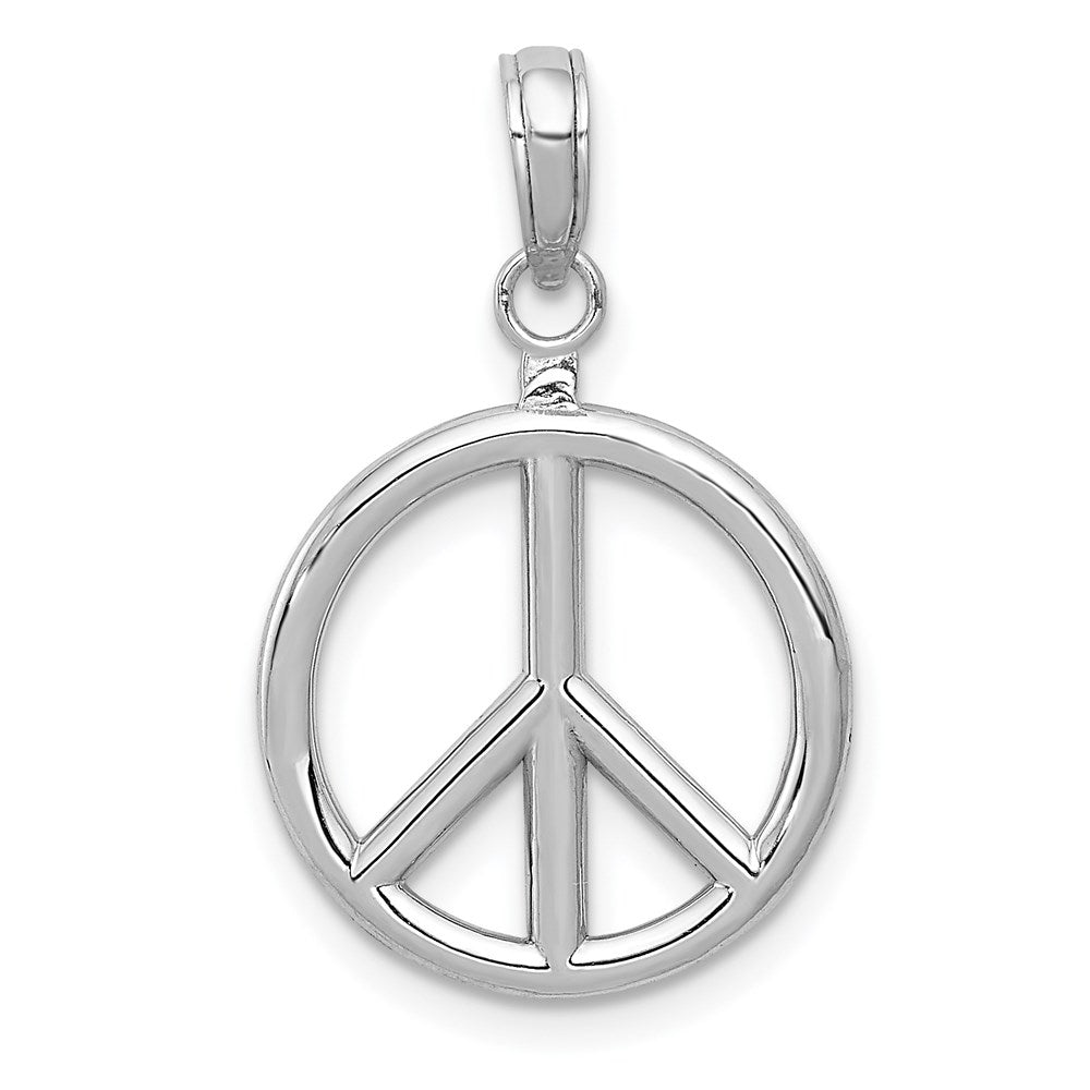Image of ID 1 14k White Gold 3D Polished Peace Sign Charm