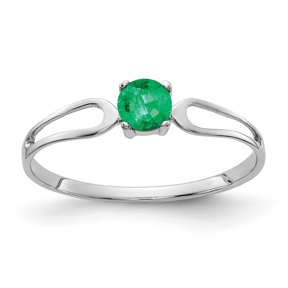 Image of ID 1 14k White Gold 4mm Emerald ring
