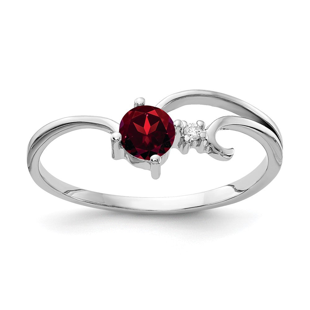 Image of ID 1 14k White Gold 4mm Garnet A Real Diamond ring