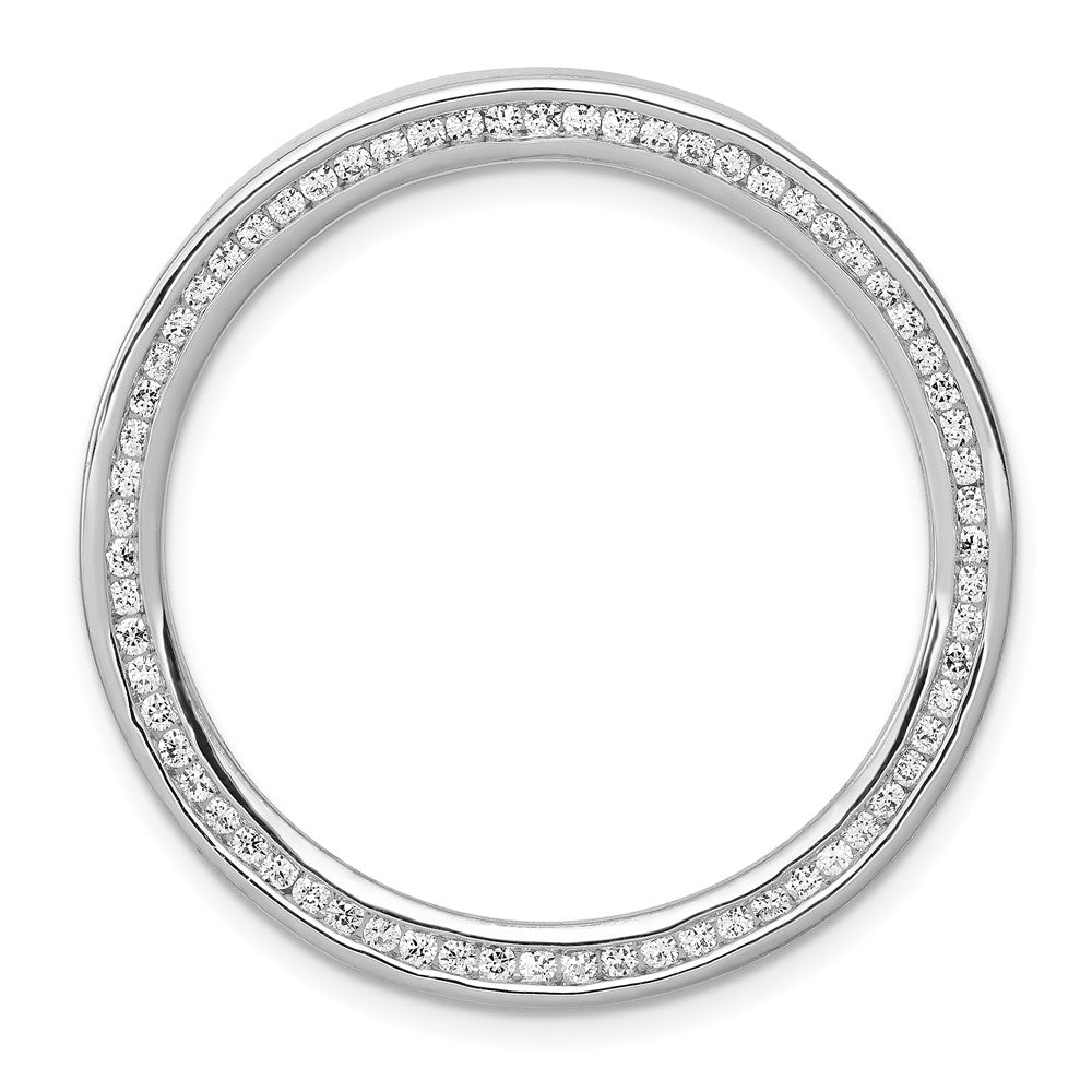 Image of ID 1 14k White Gold 5/8ct Real Diamond Channel Set Large Circle Chain Slide