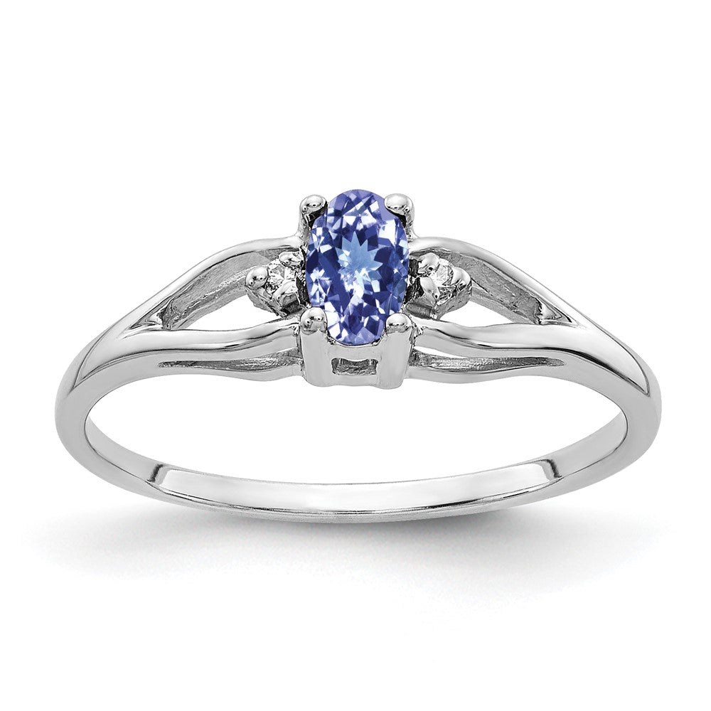 Image of ID 1 14k White Gold 5x3mm Oval Tanzanite A Diamond ring