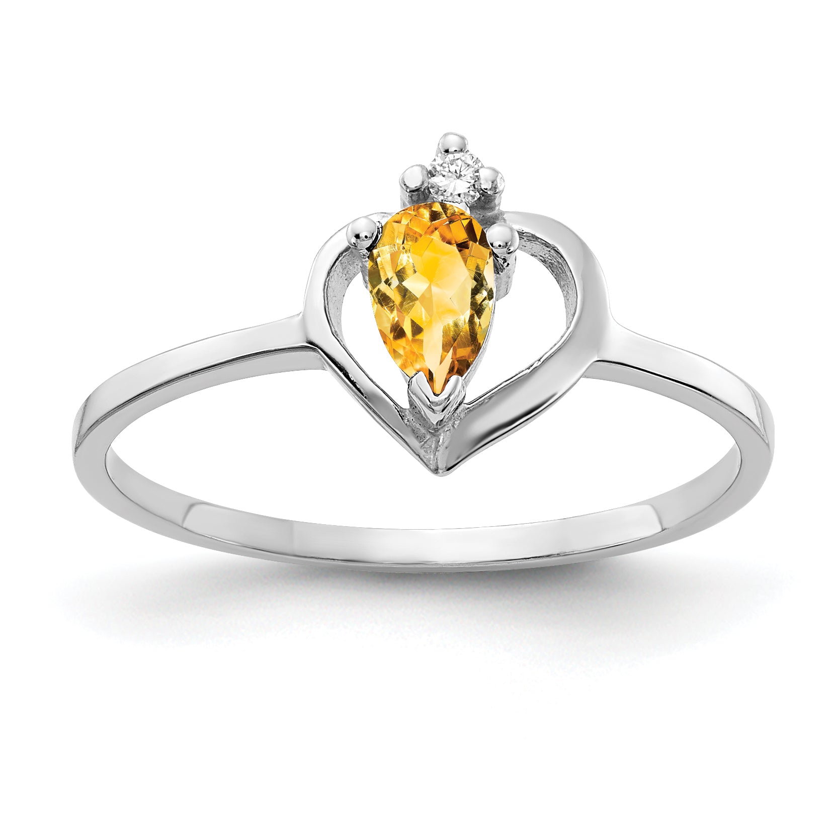 Image of ID 1 14k White Gold 5x3mm Pear Citrine A4 Diamond ring