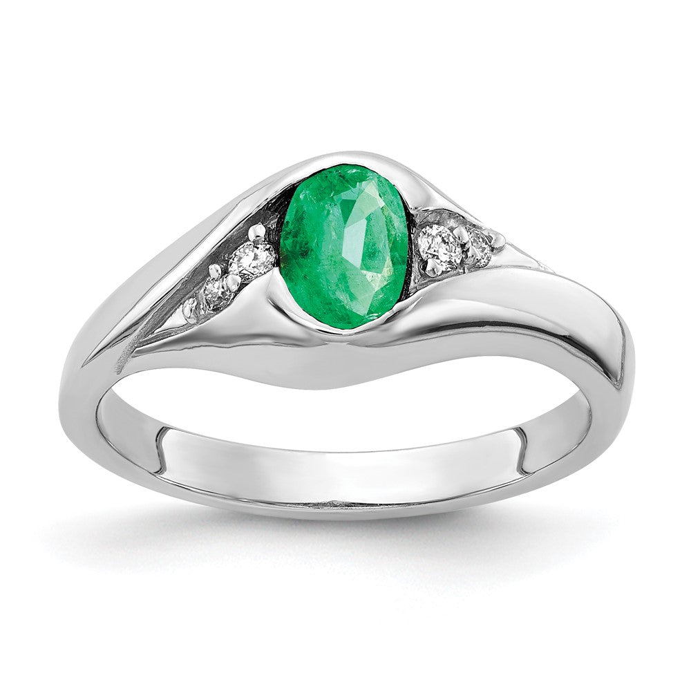 Image of ID 1 14k White Gold 6x4mm Oval Emerald VS Diamond ring