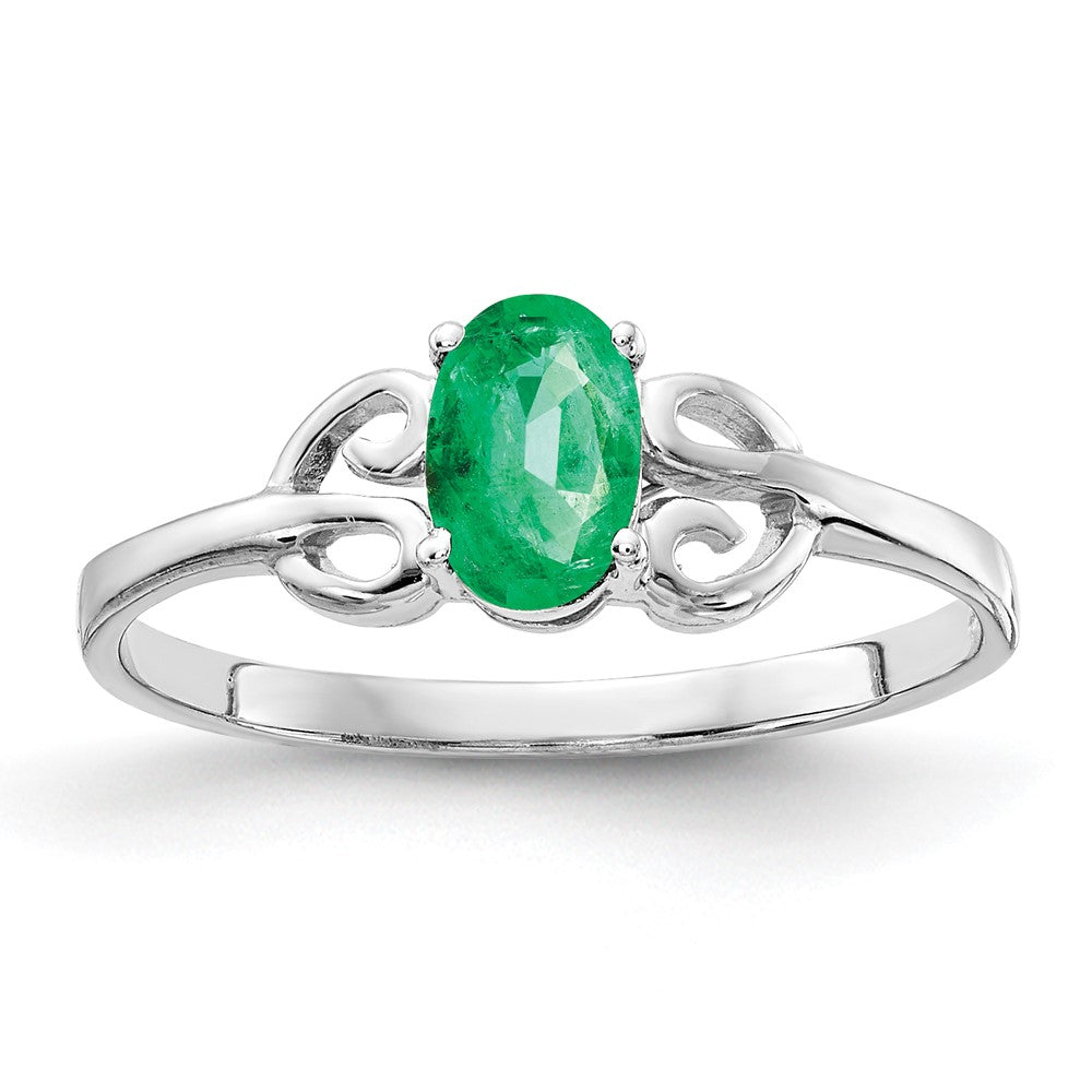 Image of ID 1 14k White Gold 6x4mm Oval Emerald ring